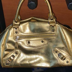 Authentic Gold Balenciaga Bowling Bag